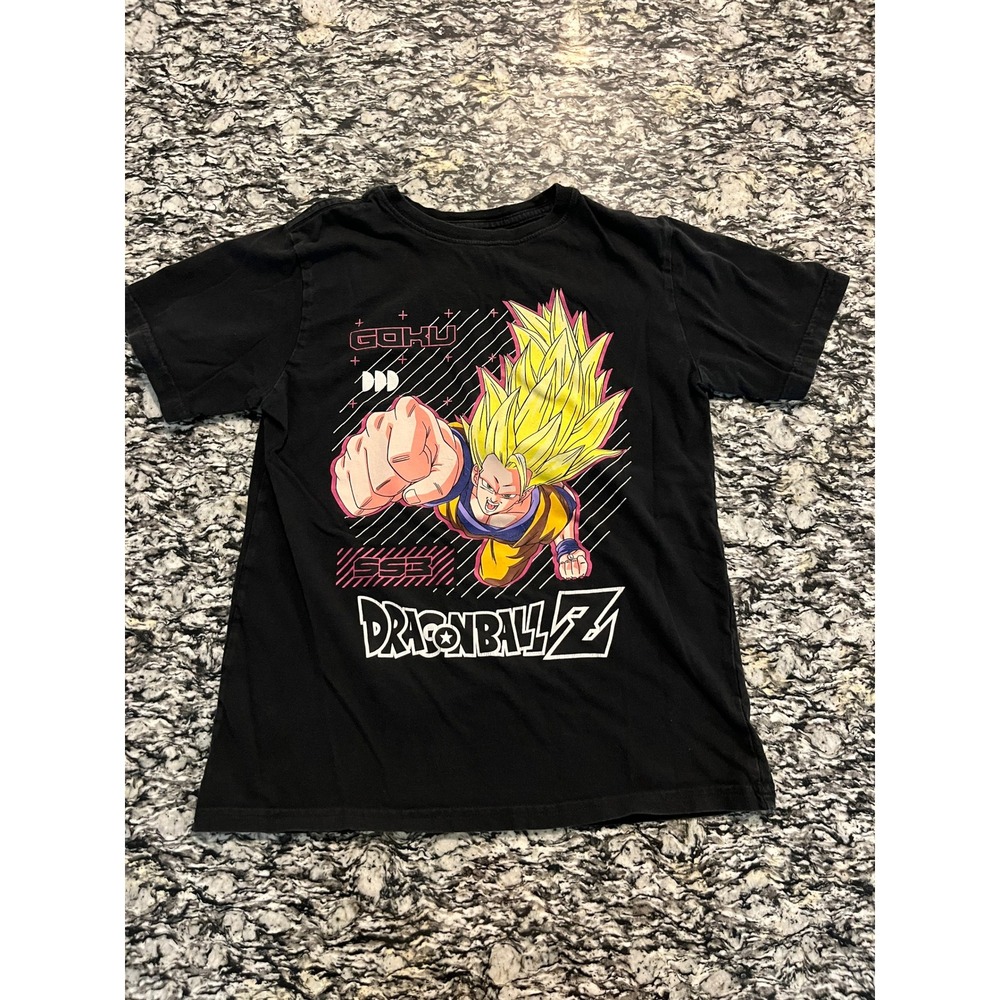 Dragon Ball Z Goku SS3 Graphic T-Shirt Boys Large 10/12 Black‎ Toei Animation